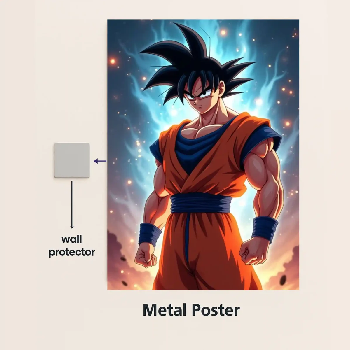 dragon ball z metal poster with wall protector