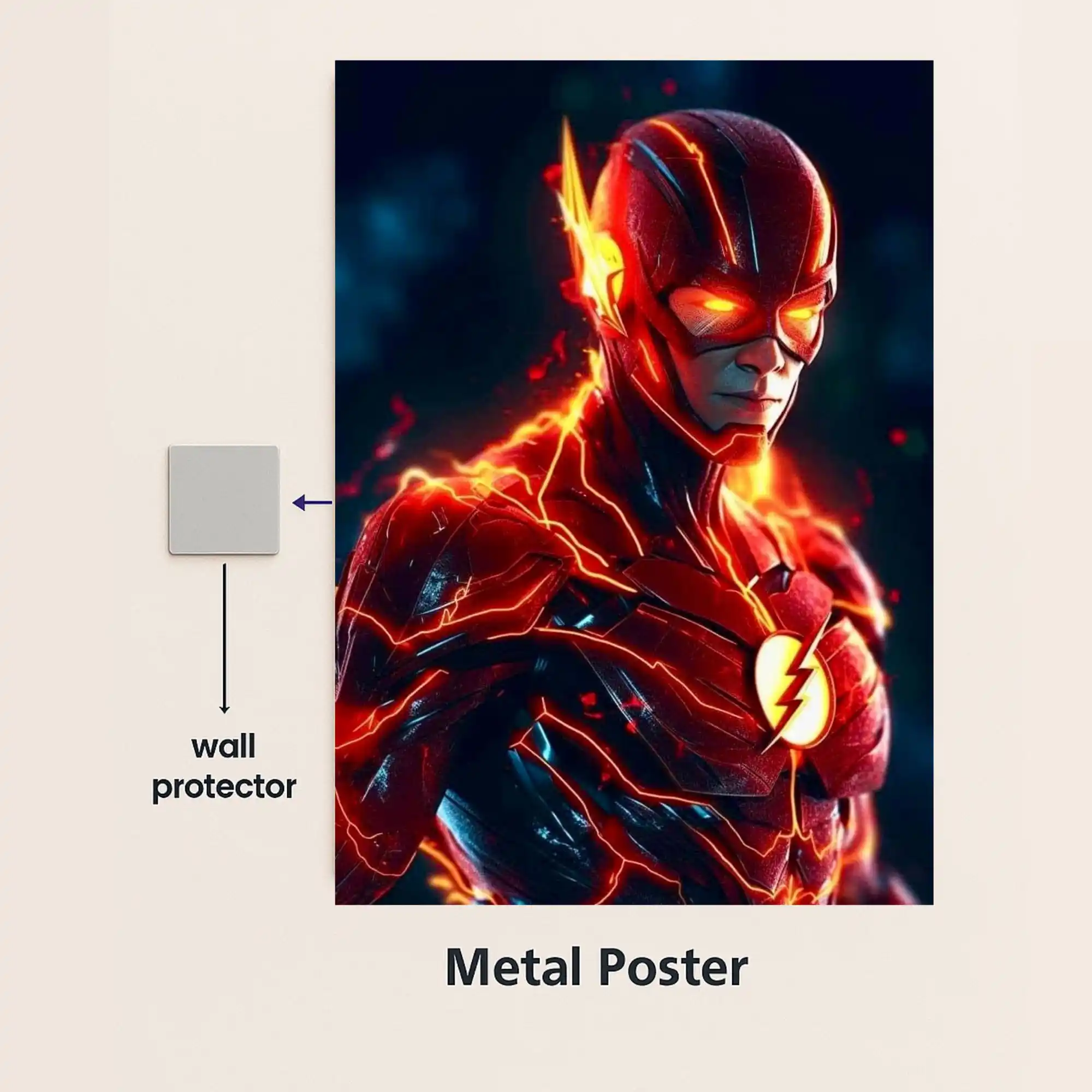 flash thunder sprint metal poster with wall protector