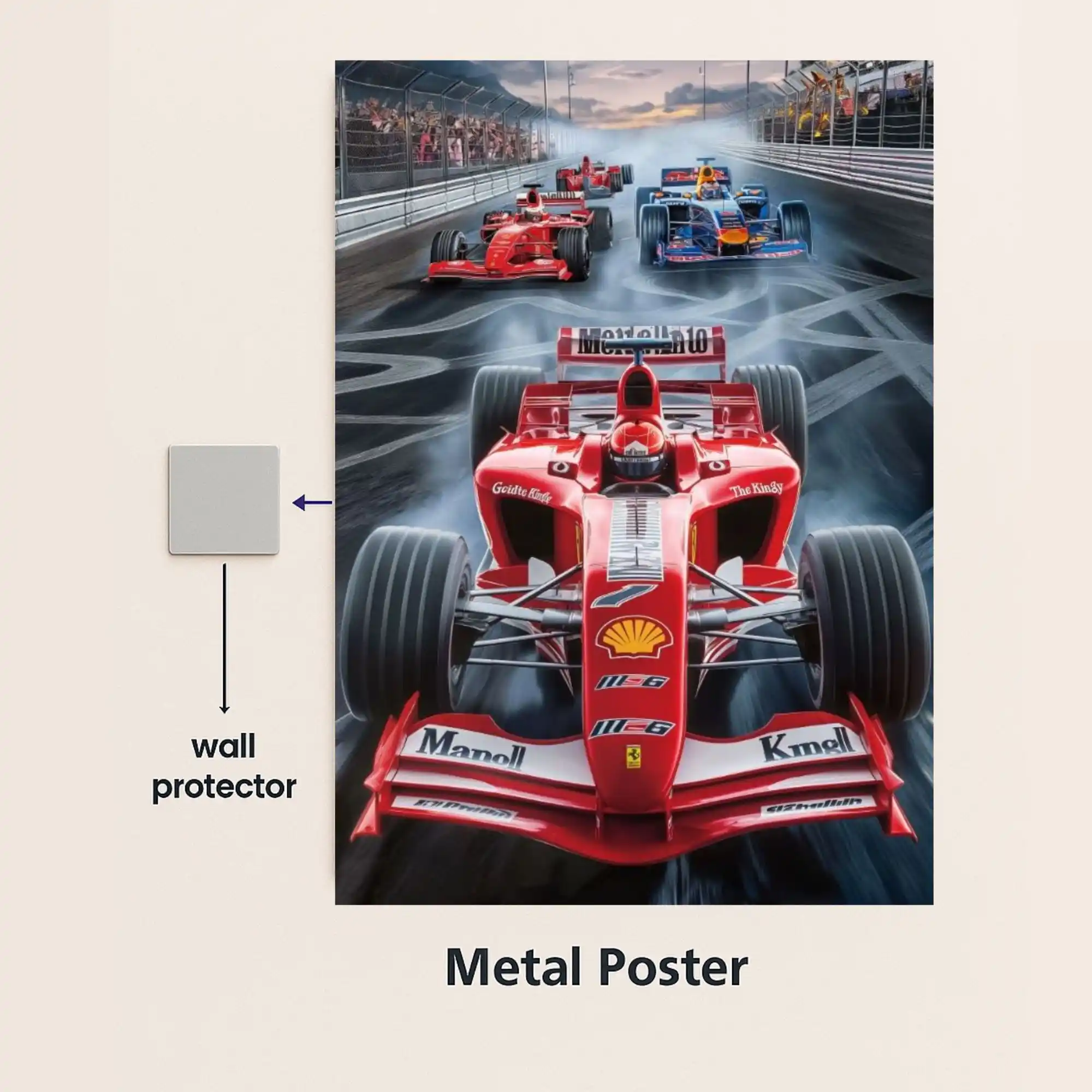formula one championship metal poster with wall protector