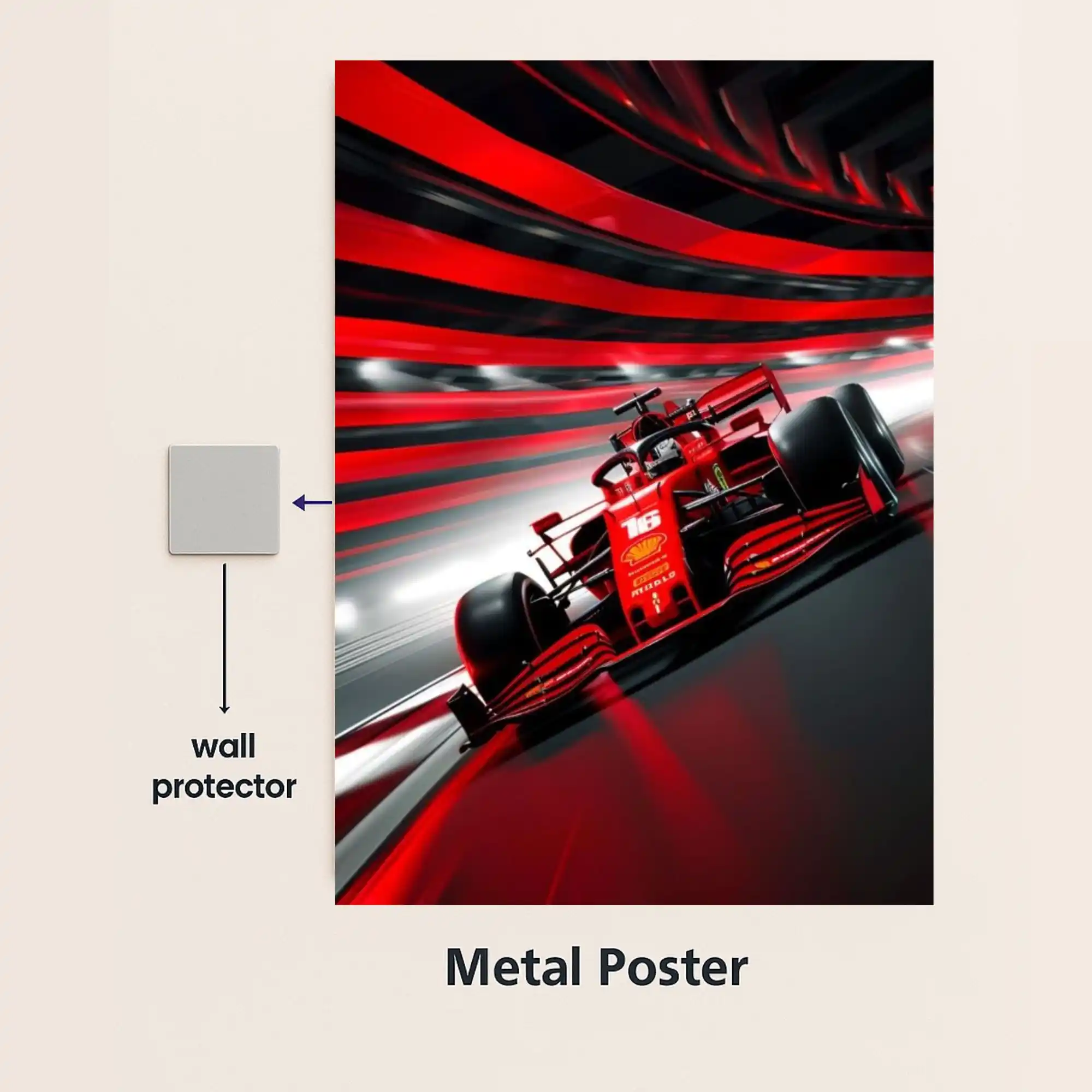 formula one nitro rush metal poster with wall protector