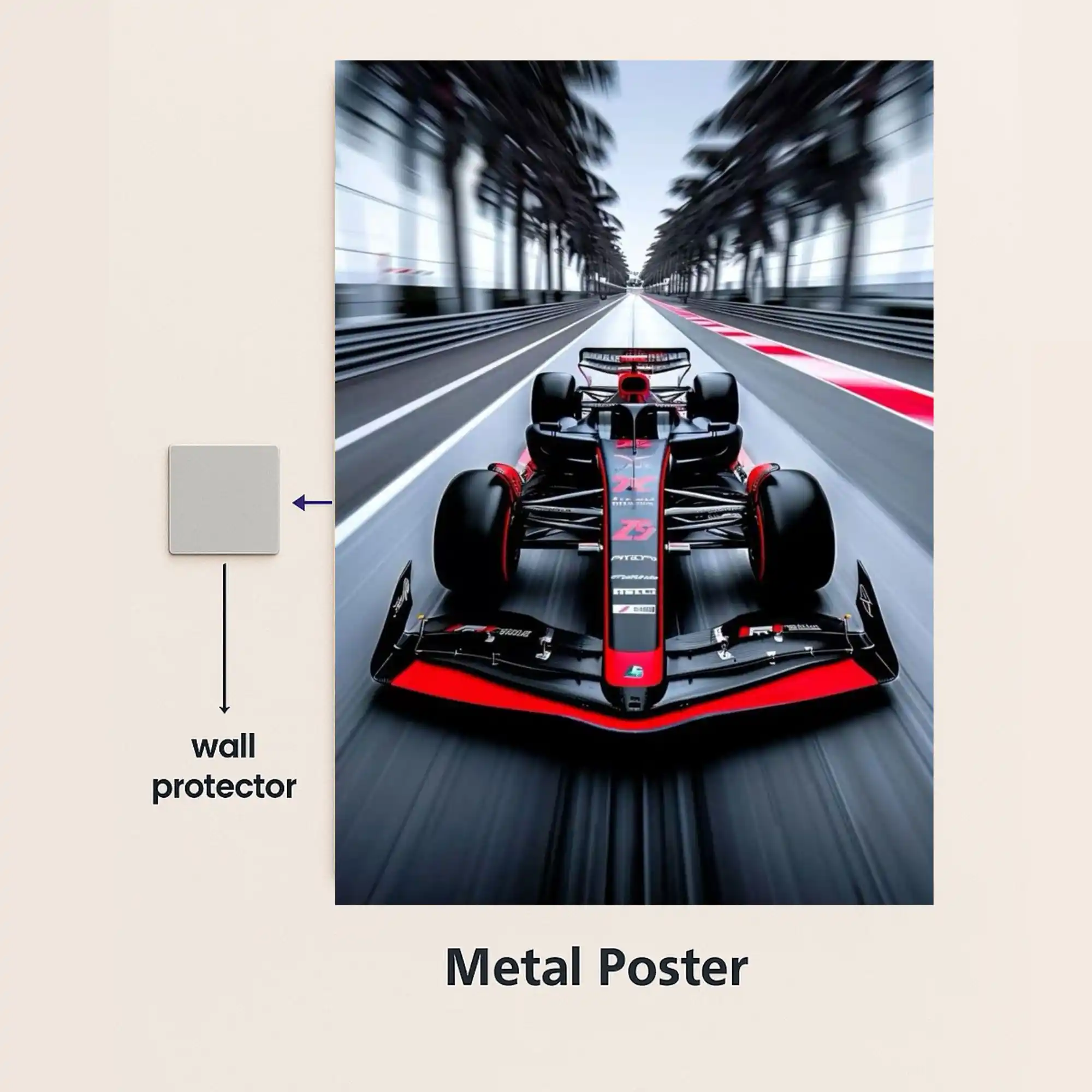 formula one speed track metal poster with wall protector