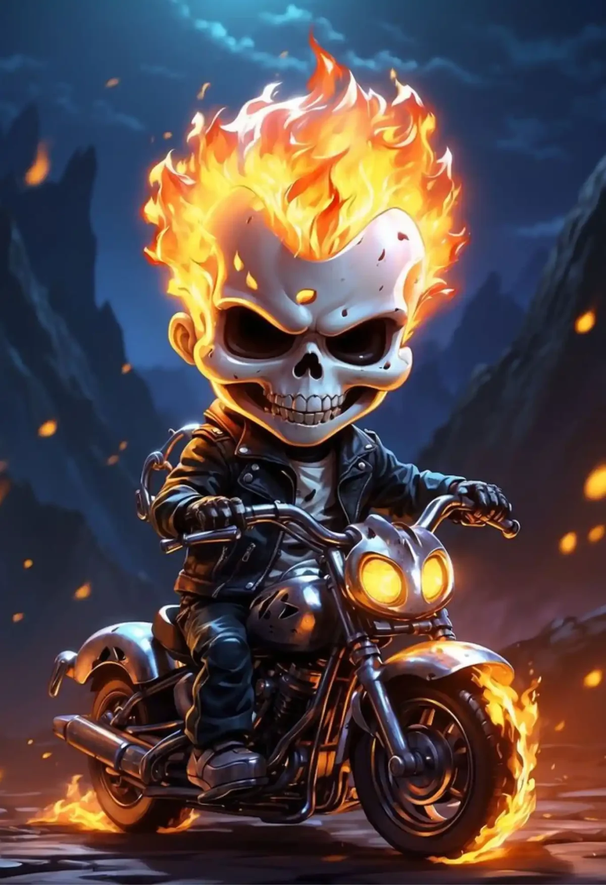 ghost rider chibi metal poster