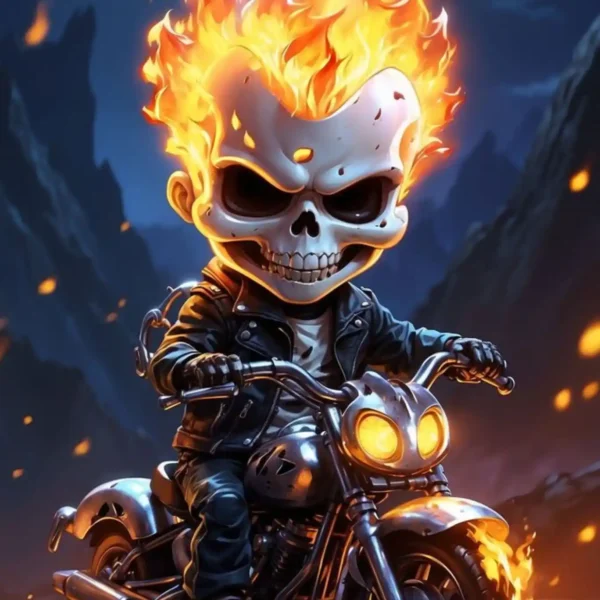 ghost rider chibi metal poster