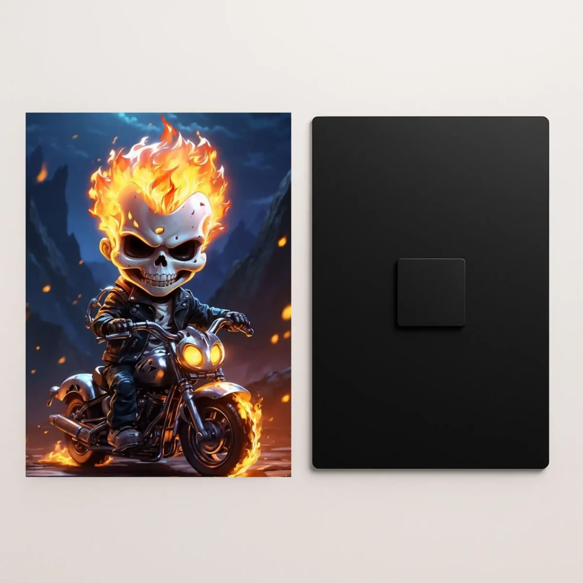 ghost rider chibi metal poster front and back preview