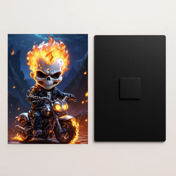 ghost rider chibi metal poster front and back preview