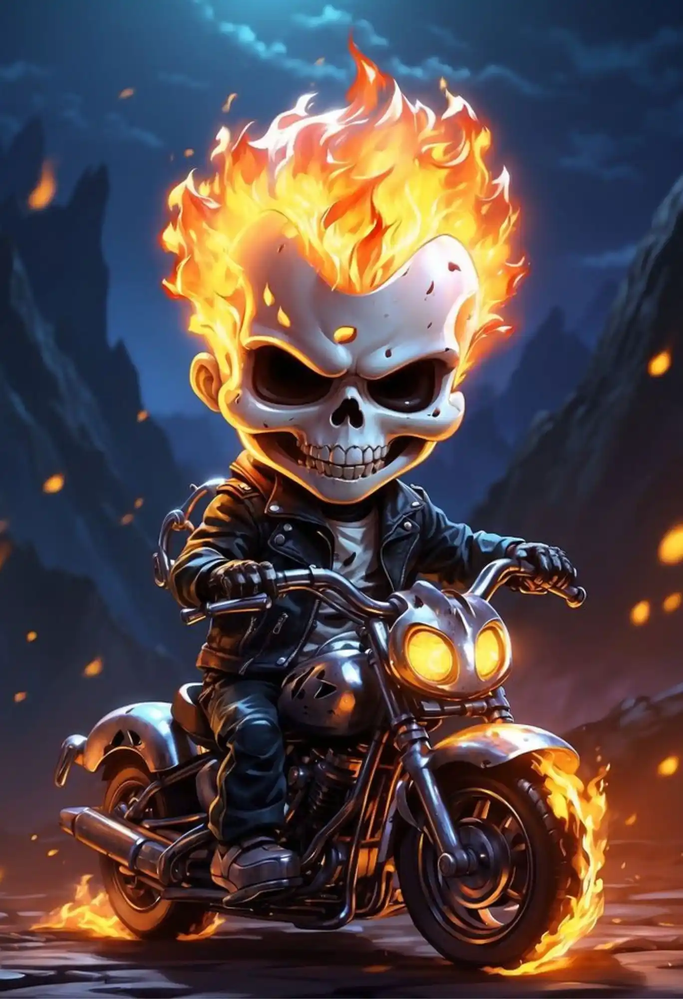 ghost rider chibi metal poster