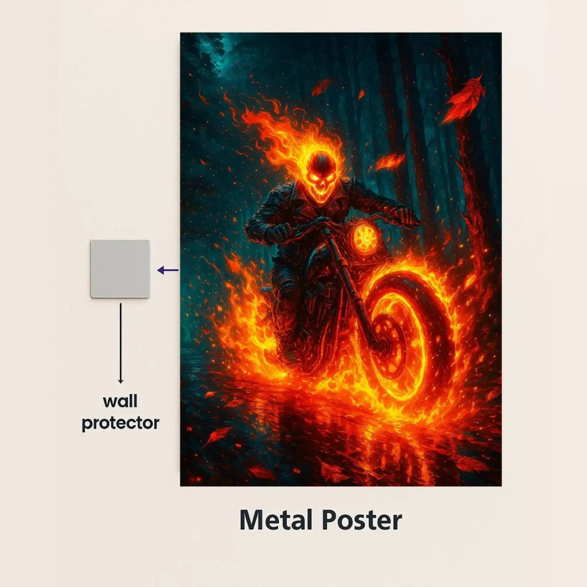ghost rider metal poster with wall protector