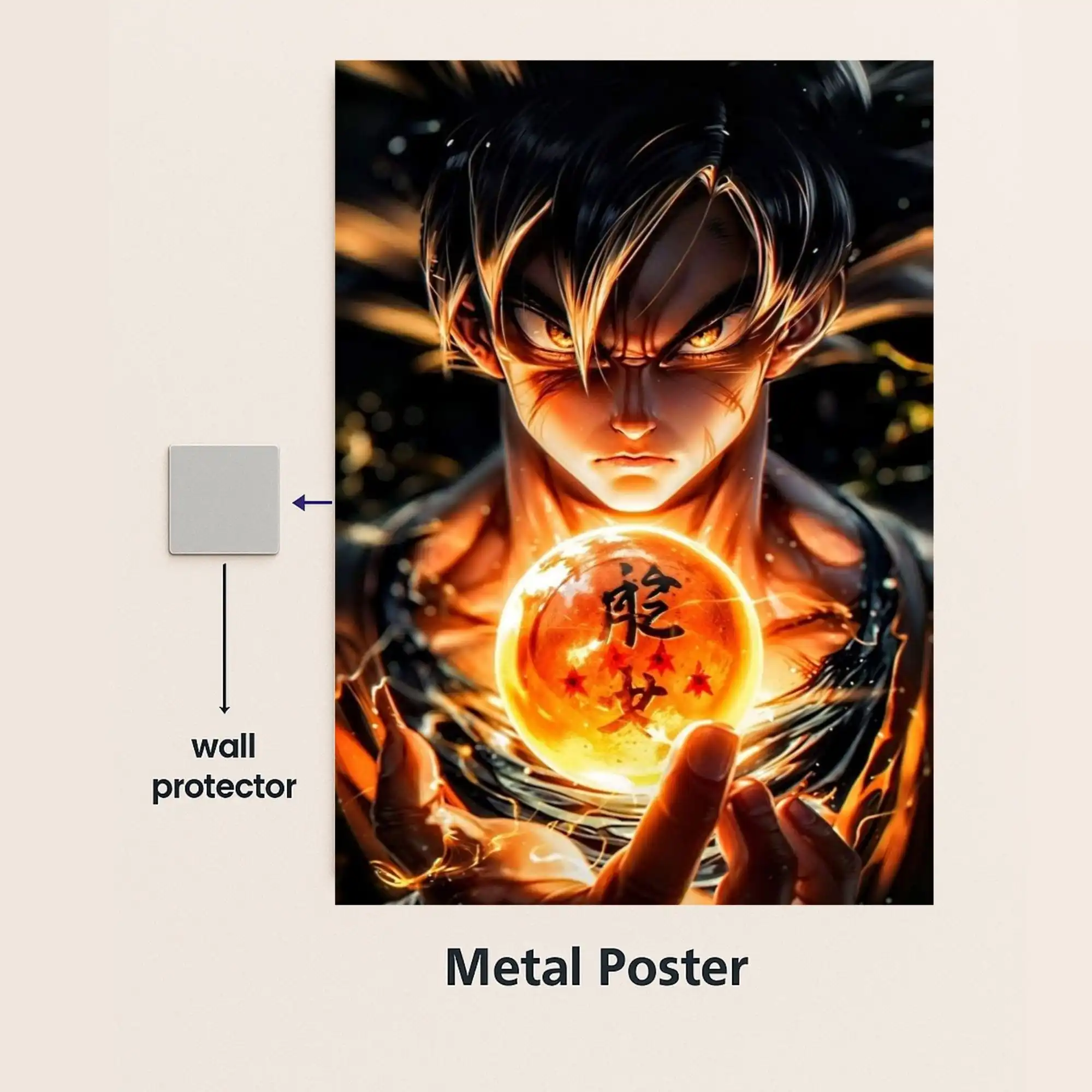 goku dbz metal poster with wall protector