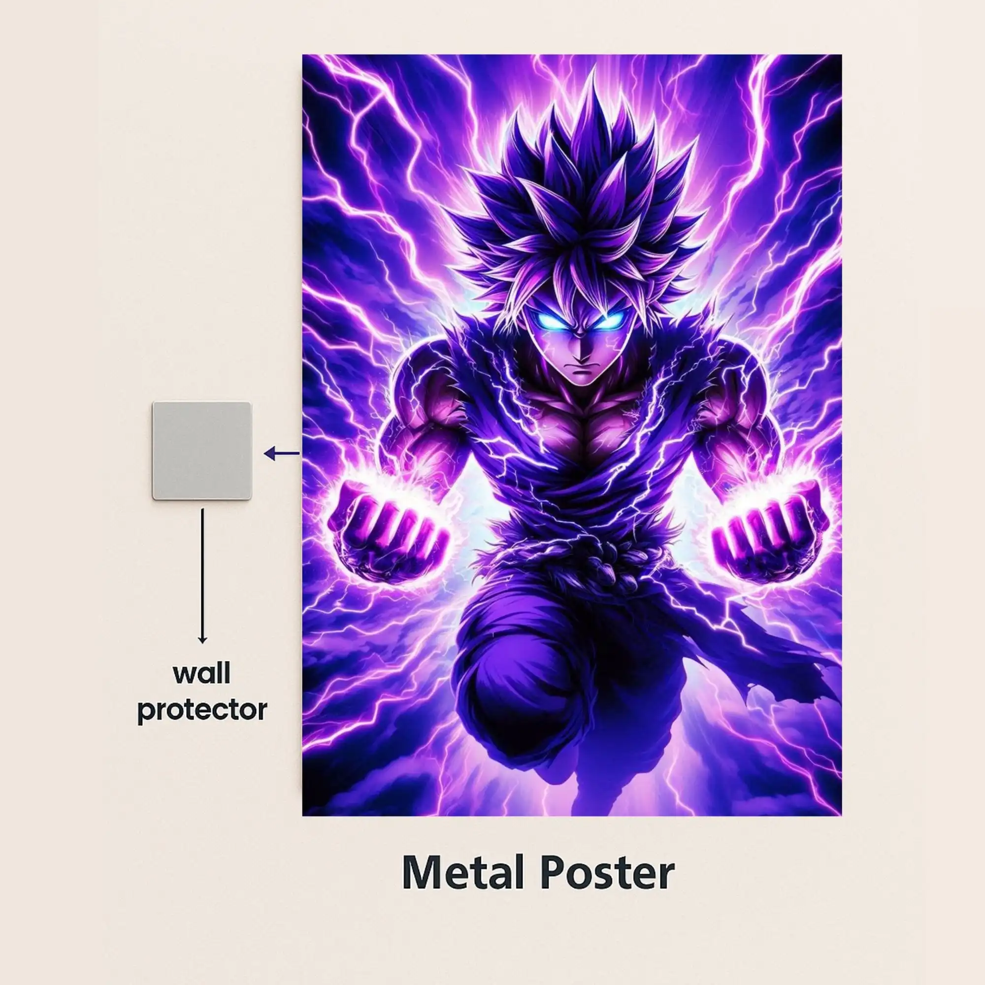 goku mastered ultra instinct metal poster with wall protector