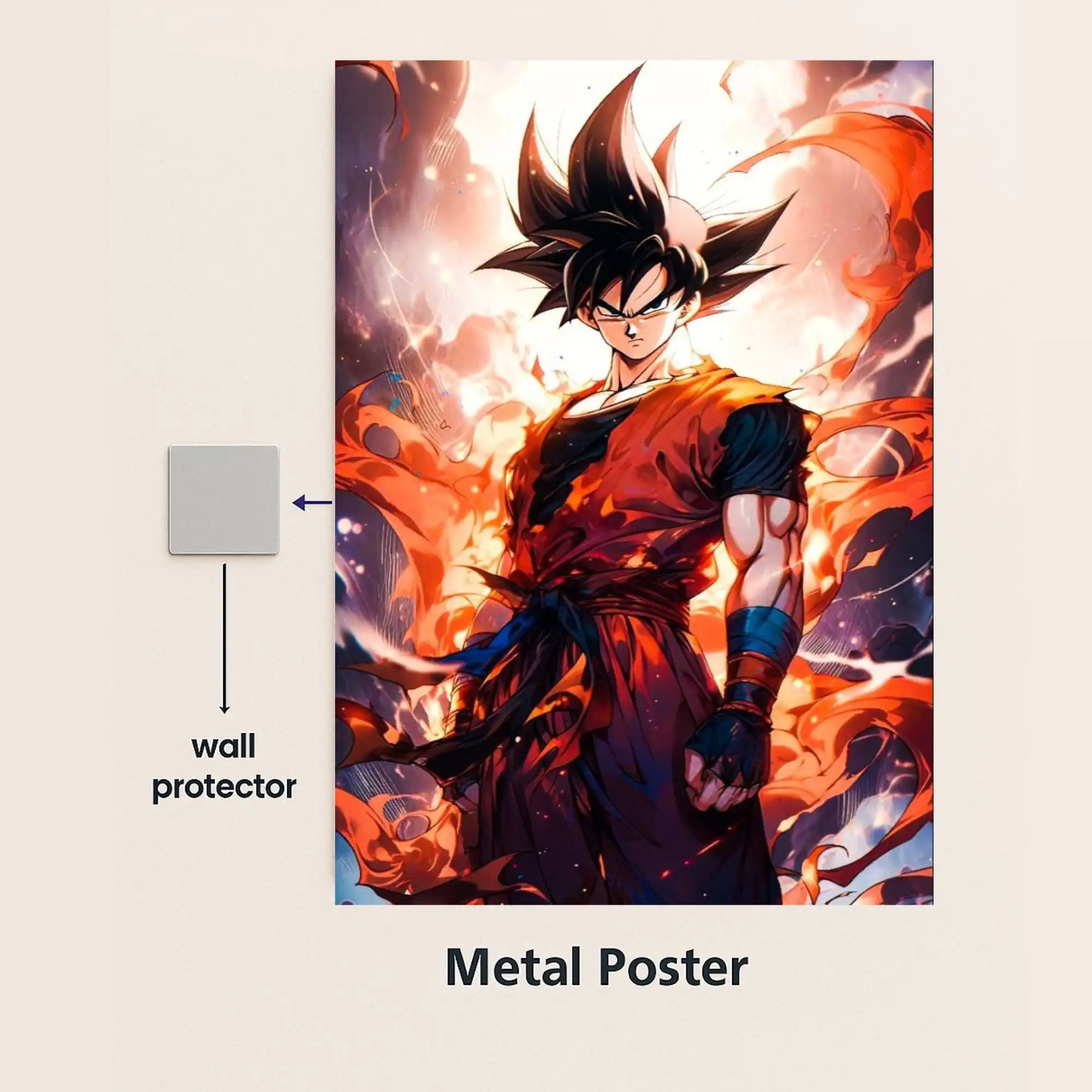 goku metal poster with wall protector