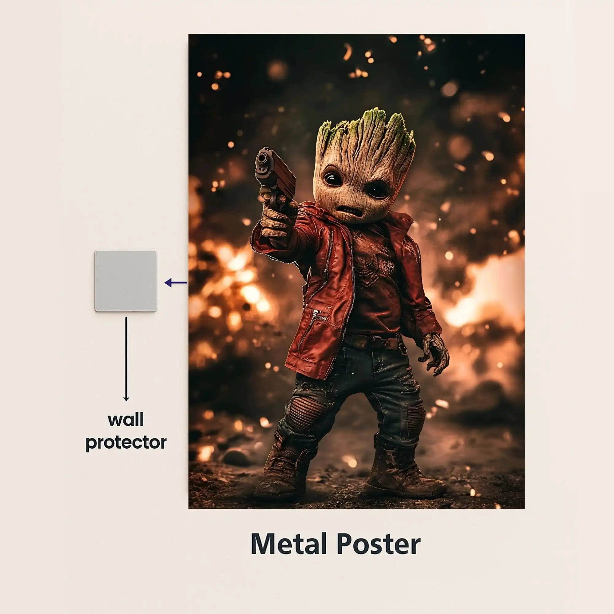 groot metal poster with wall protector