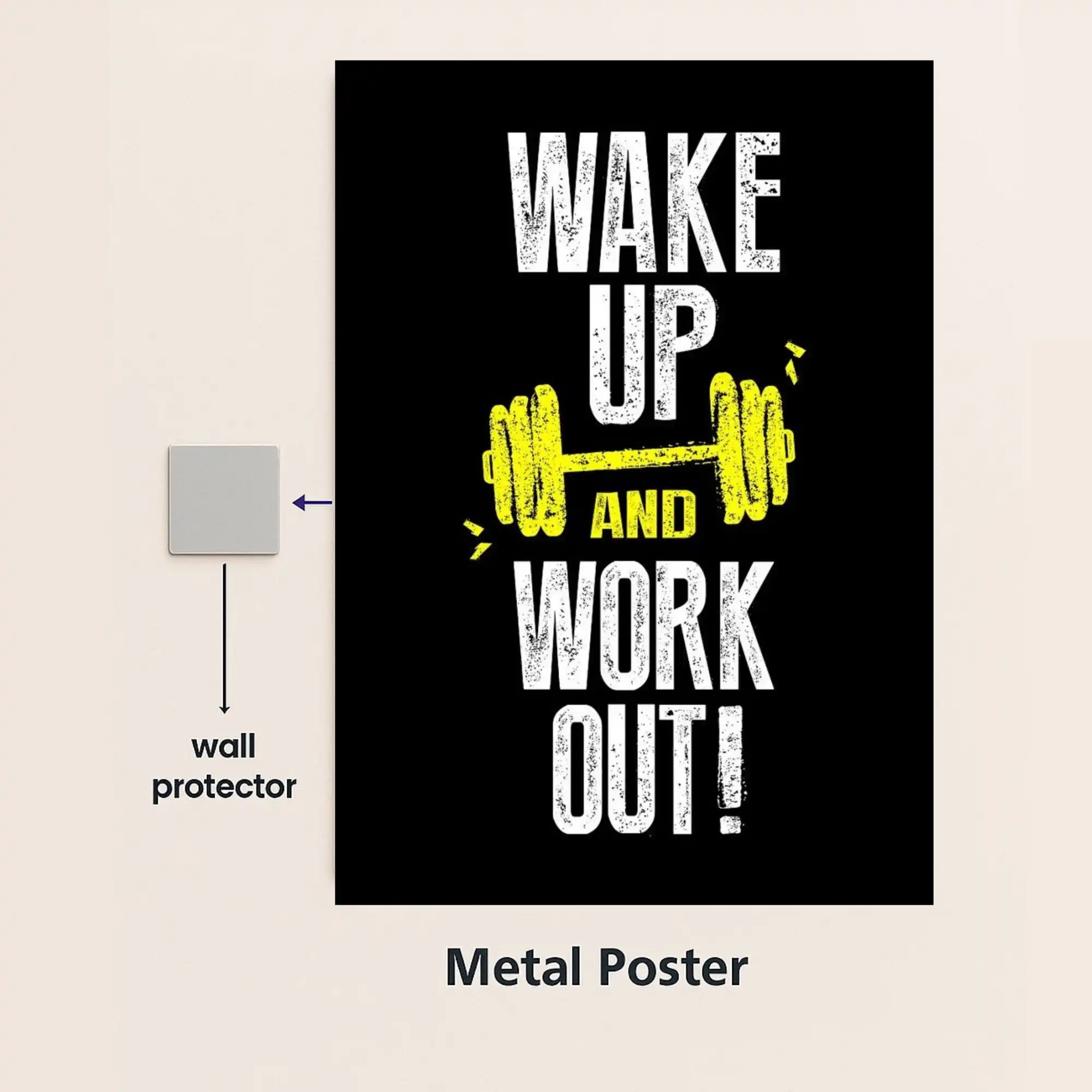 gym quote metal poster with wall protector