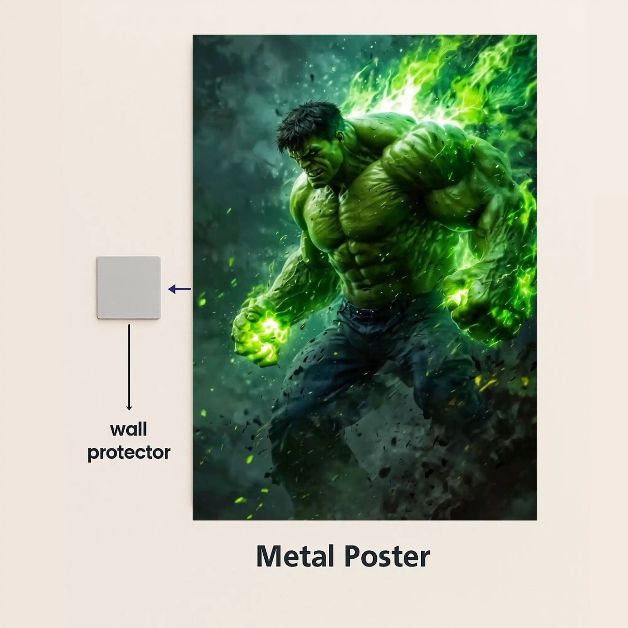 hulk metal poster with wall protector