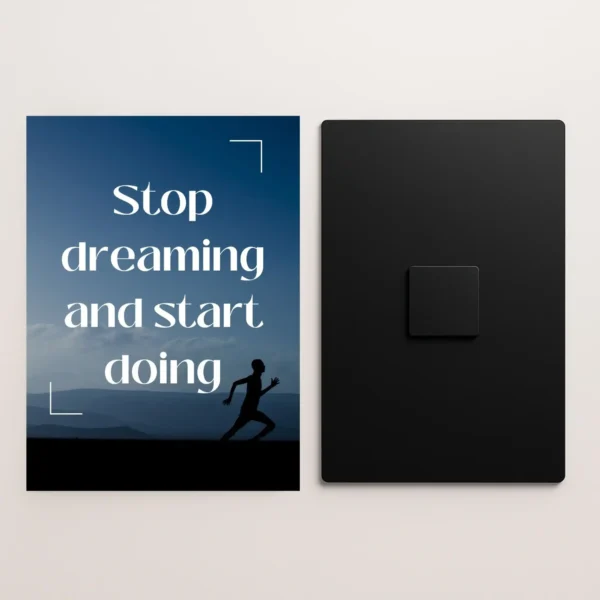 inspirational quote metal poster front and back preview