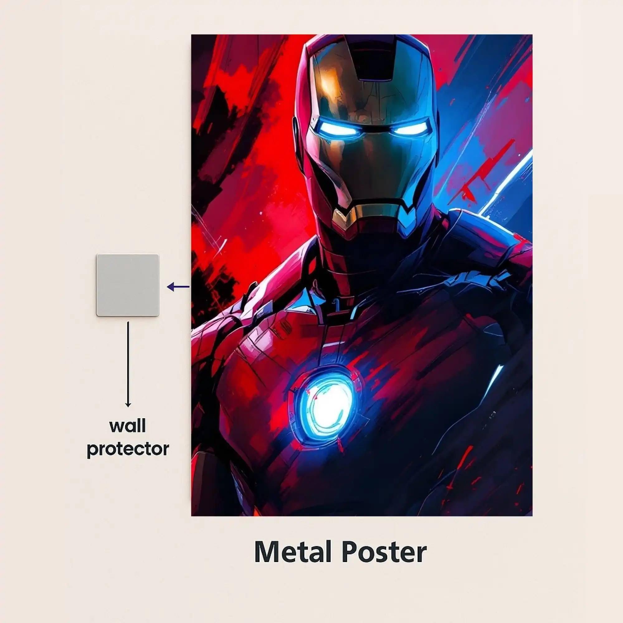 iron man metal poster with wall protector