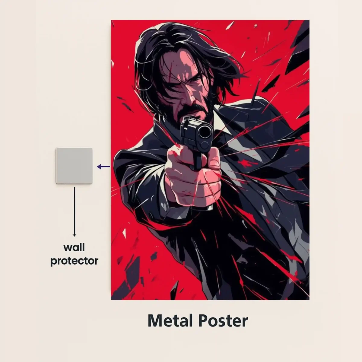 john wick metal poster with wall protector