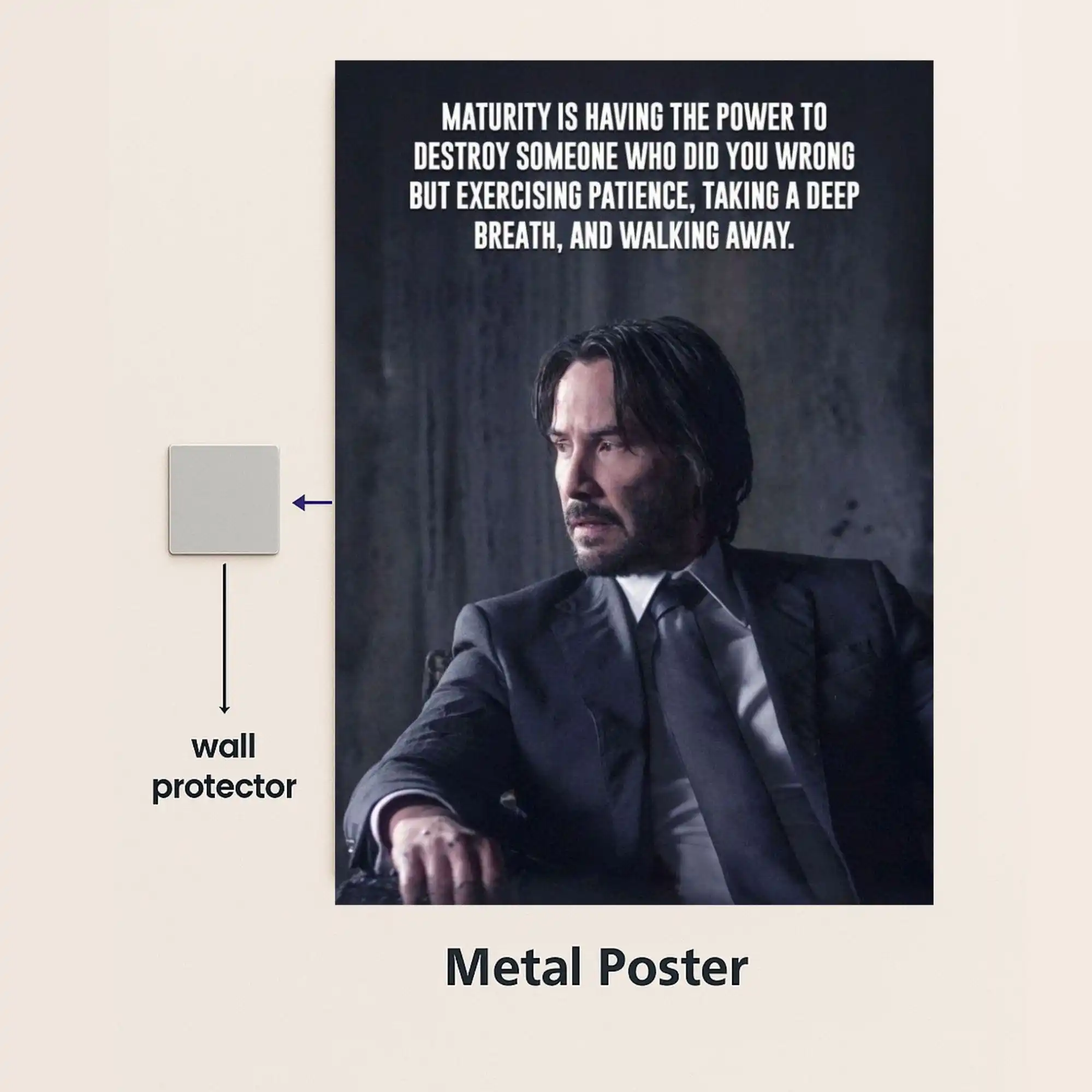 john wick quote metal poster with wall protector