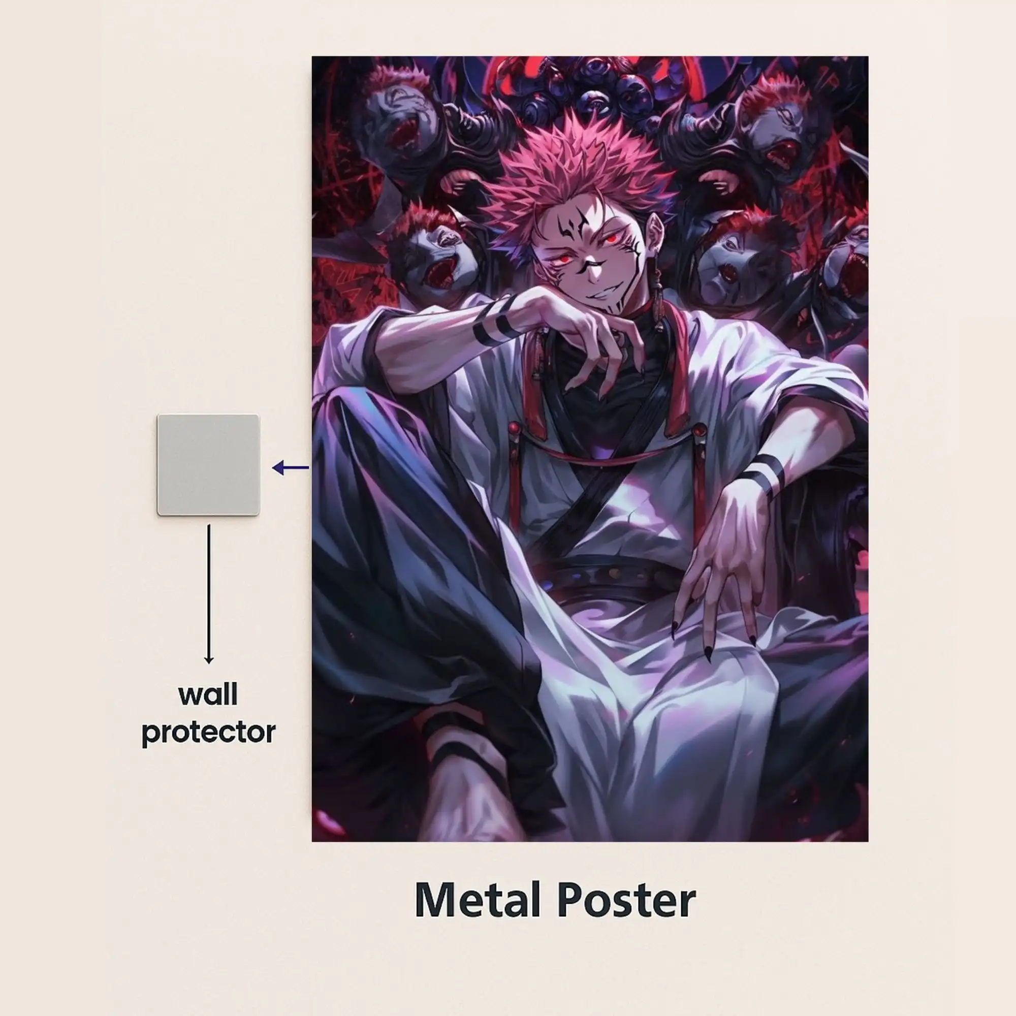 jujutsu kaisen metal poster with wall protector