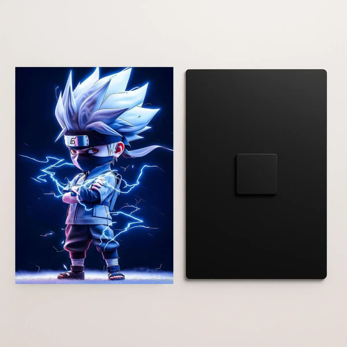 kakashi lightning style chibi metal poster front and back preview