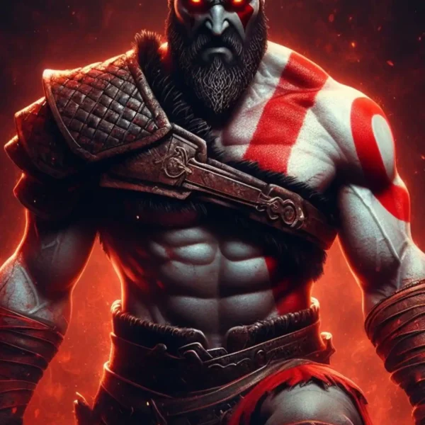 kratos god of war metal poster