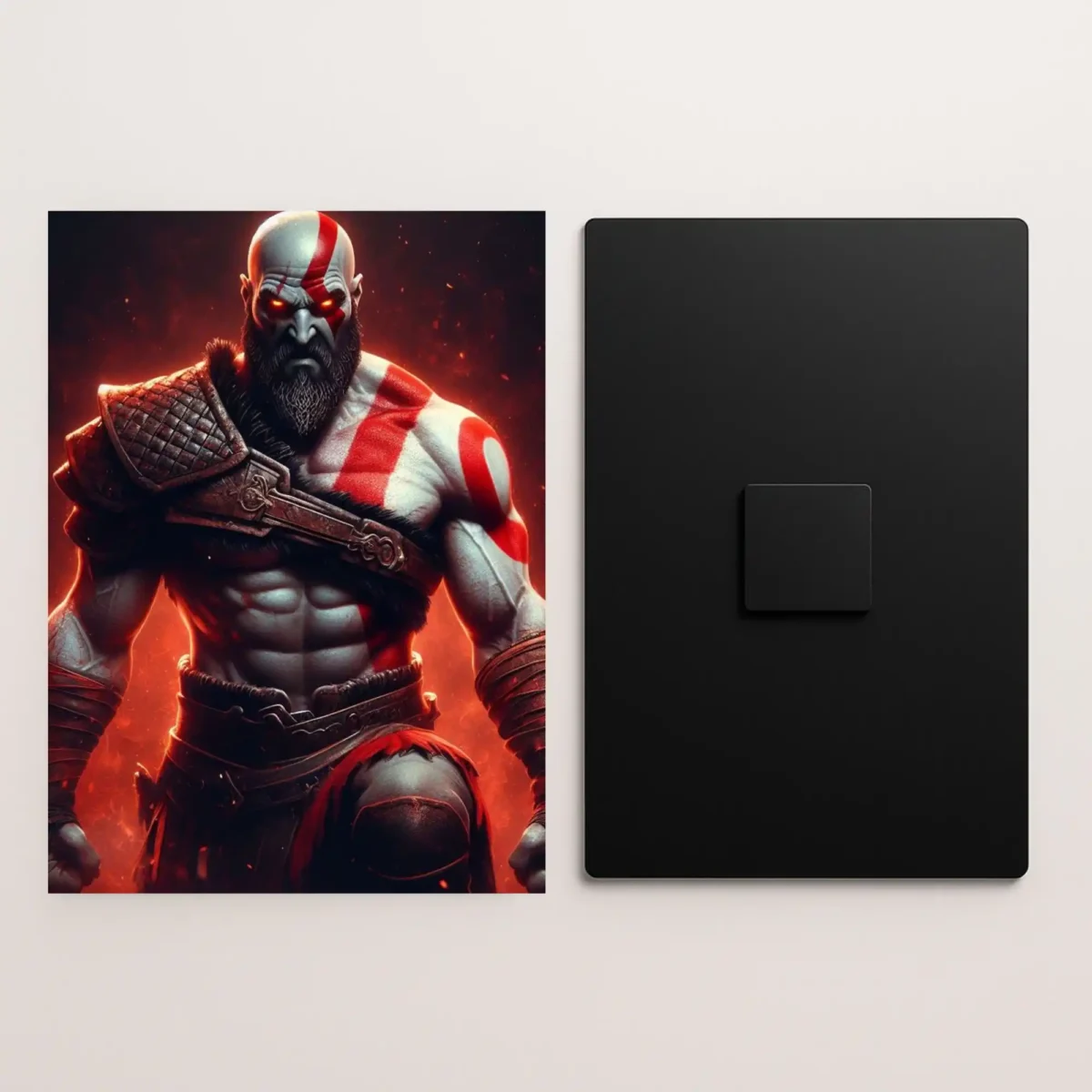 kratos god of war metal poster front and back preview
