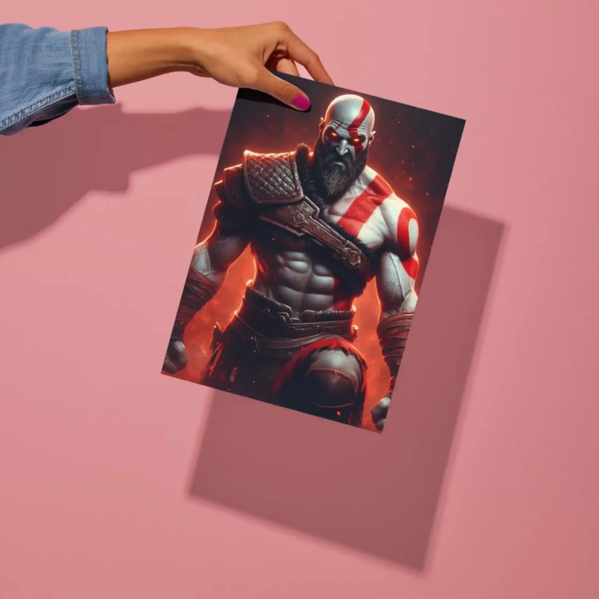 kratos god of war metal poster preview