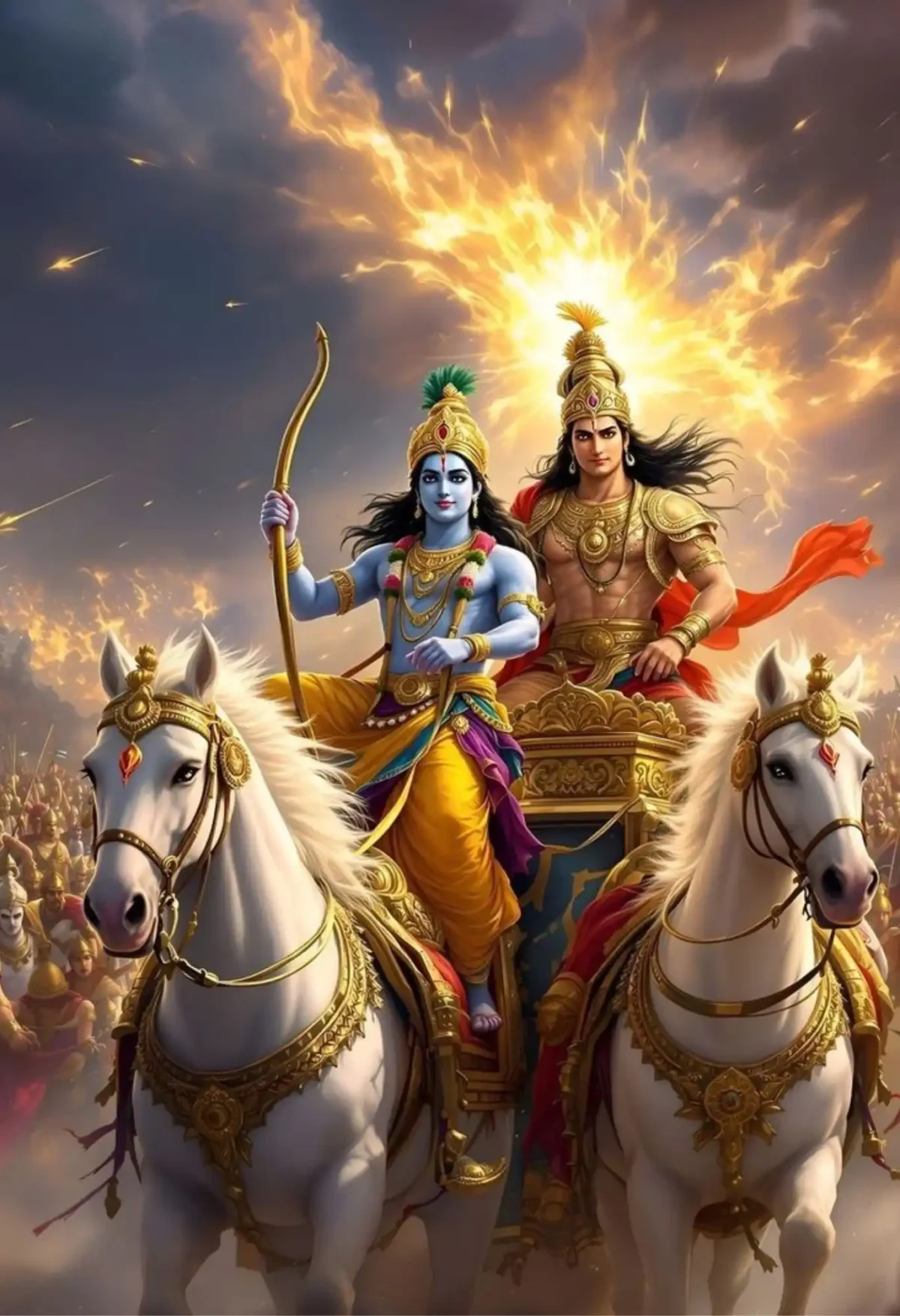 krishna and arjun metal poster