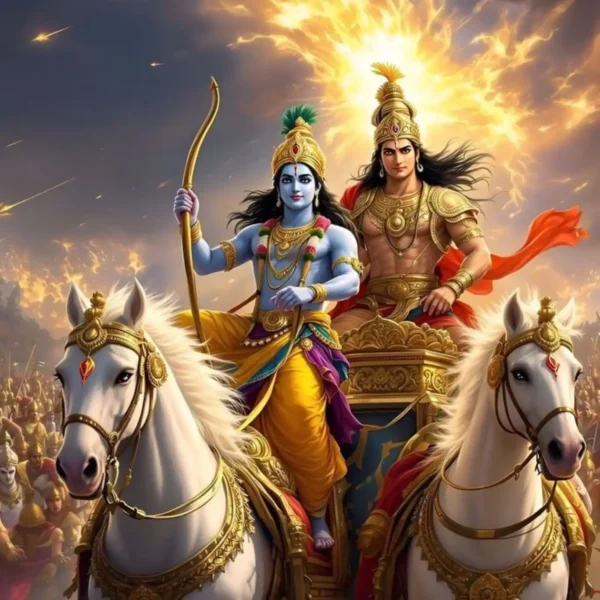 krishna and arjun metal poster