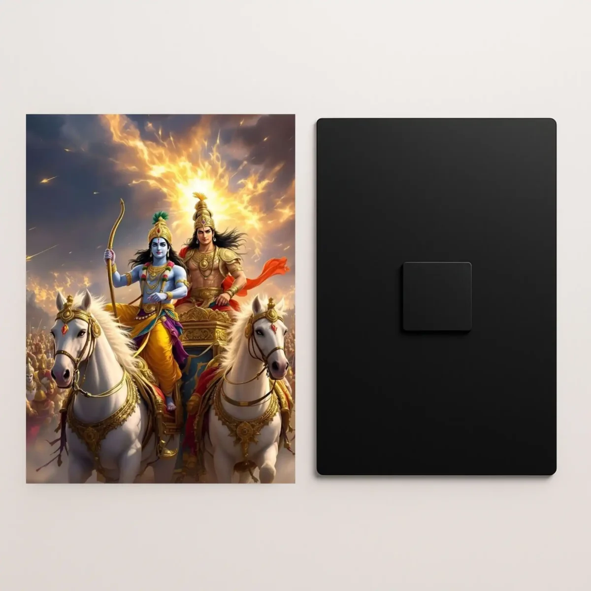 krishna and arjun metal poster front and back preview