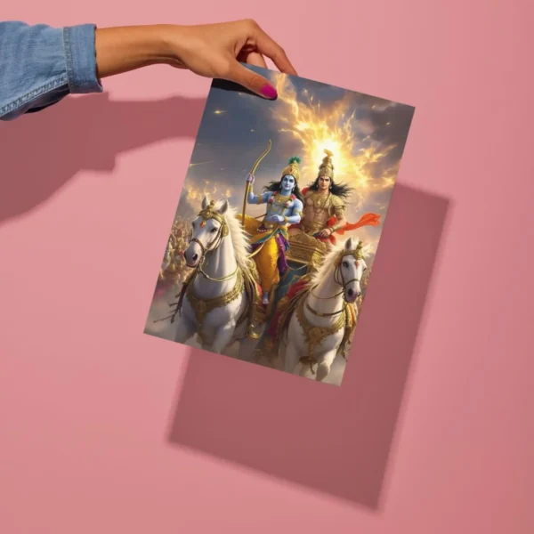 krishna and arjun metal poster preview