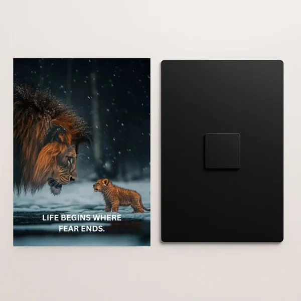 lion quote metal poster front and back preview
