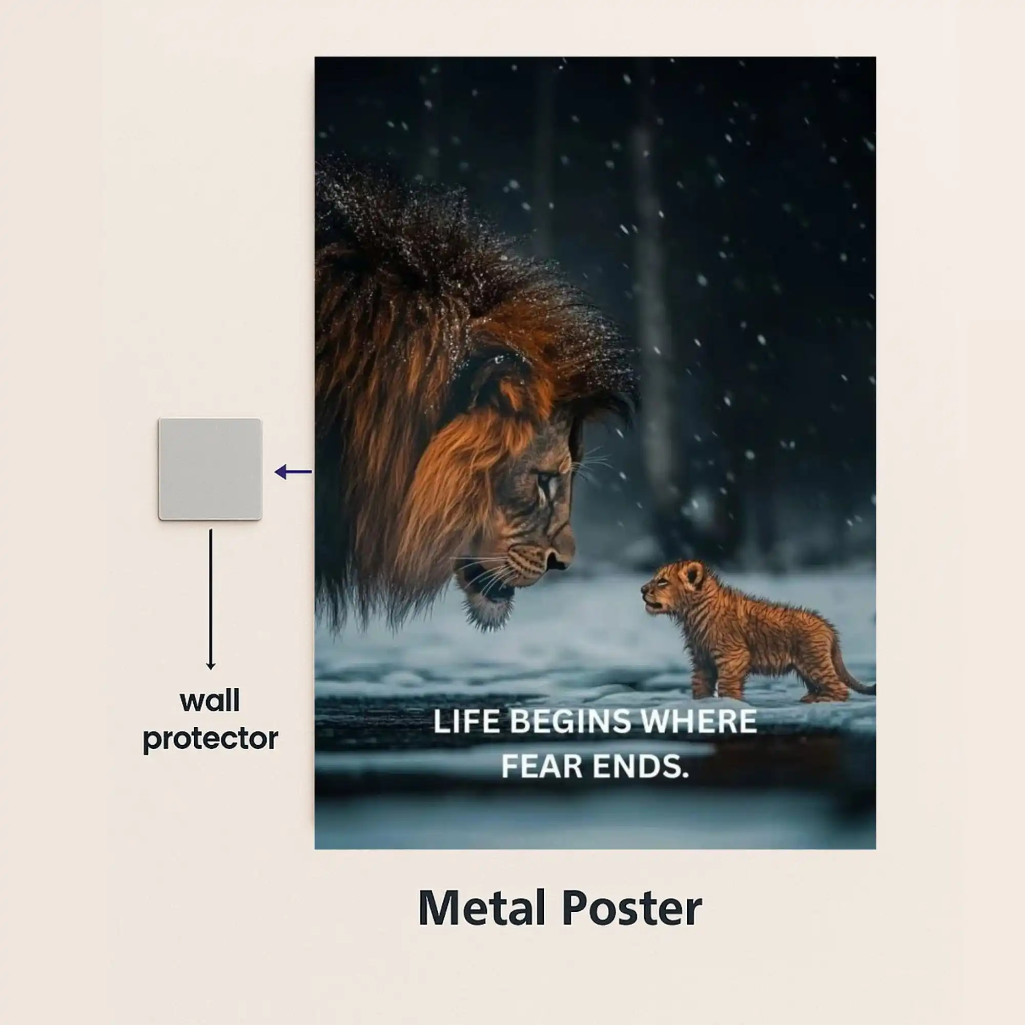 lion quote metal poster with wall protector
