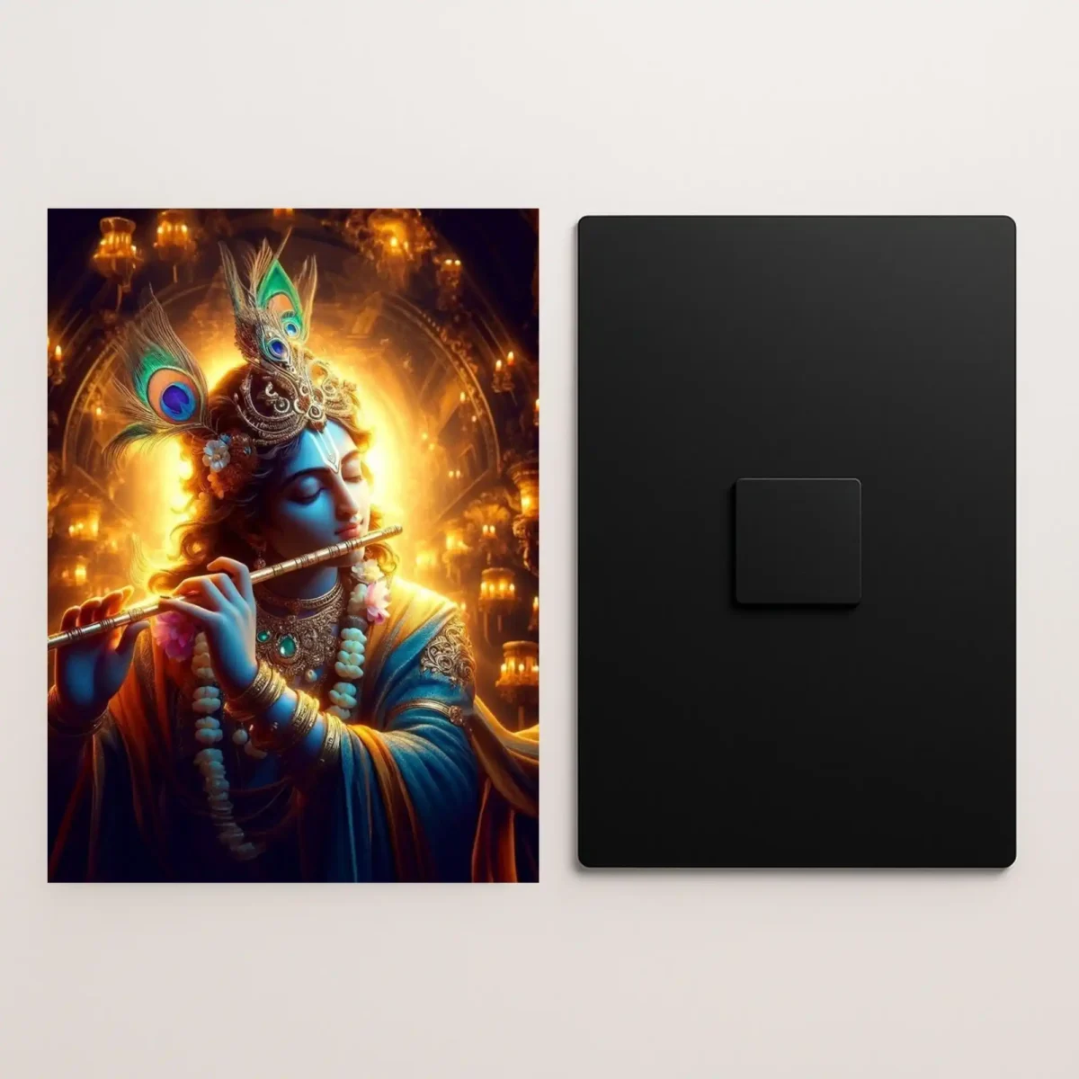lord krishna metal poster front and back preview