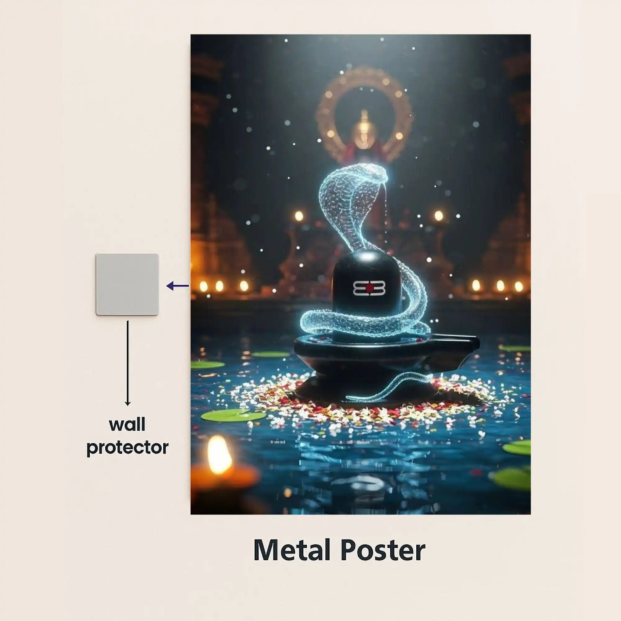 lord shiva metal poster with wall protector