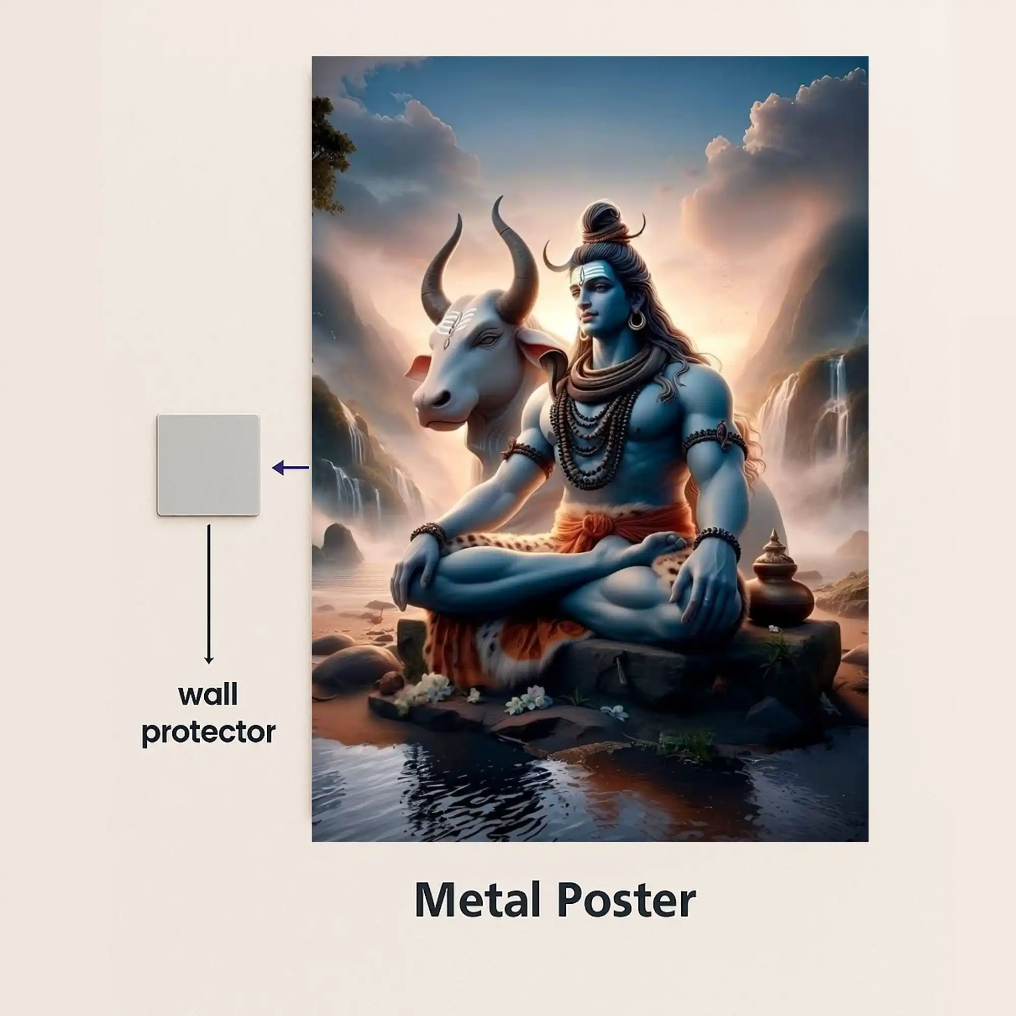 mahadev metal poster with wall protector
