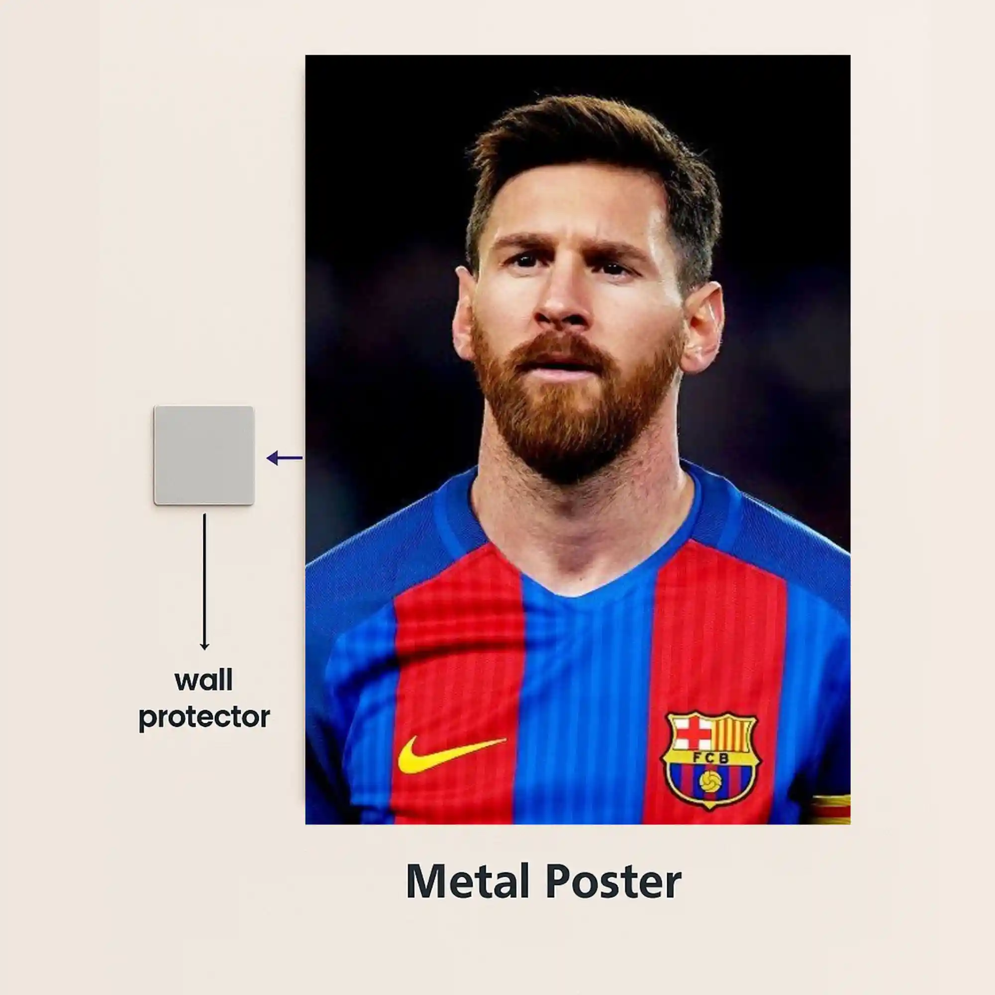 messi football legend metal poster with wall protector