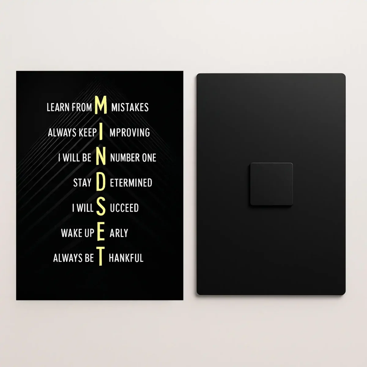 mindset quote metal poster front and back preview