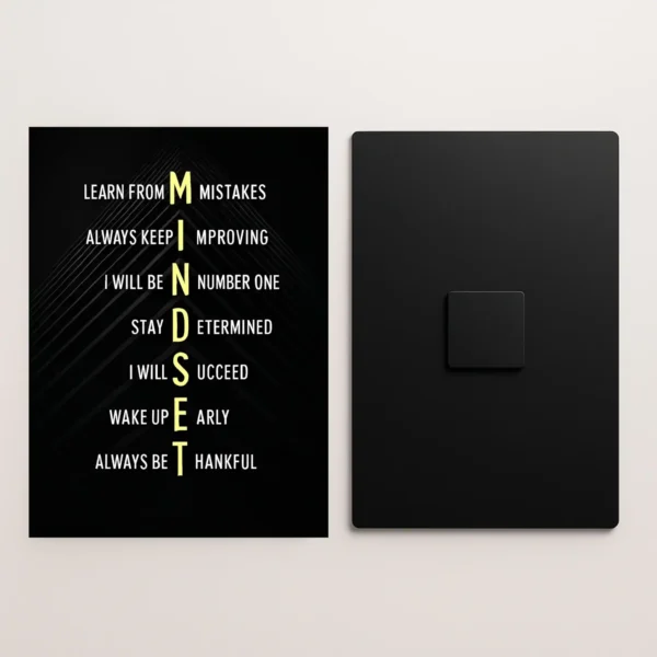 mindset quote metal poster front and back preview