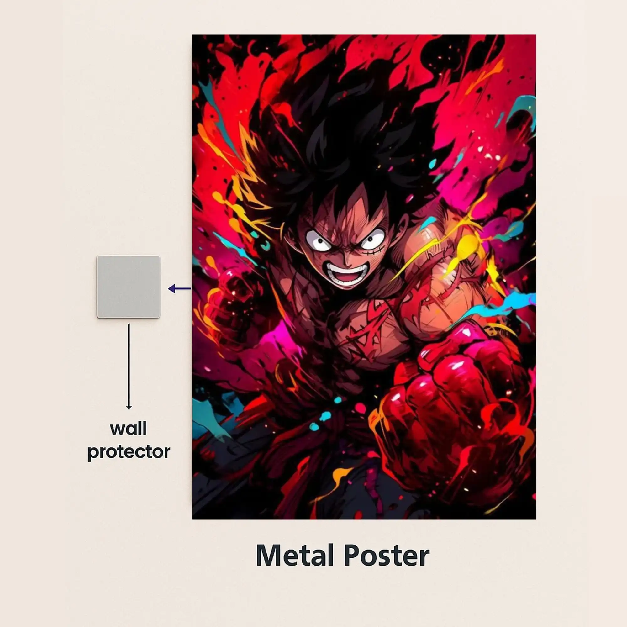 monkey d luffy gear 6 metal poster with wall protector