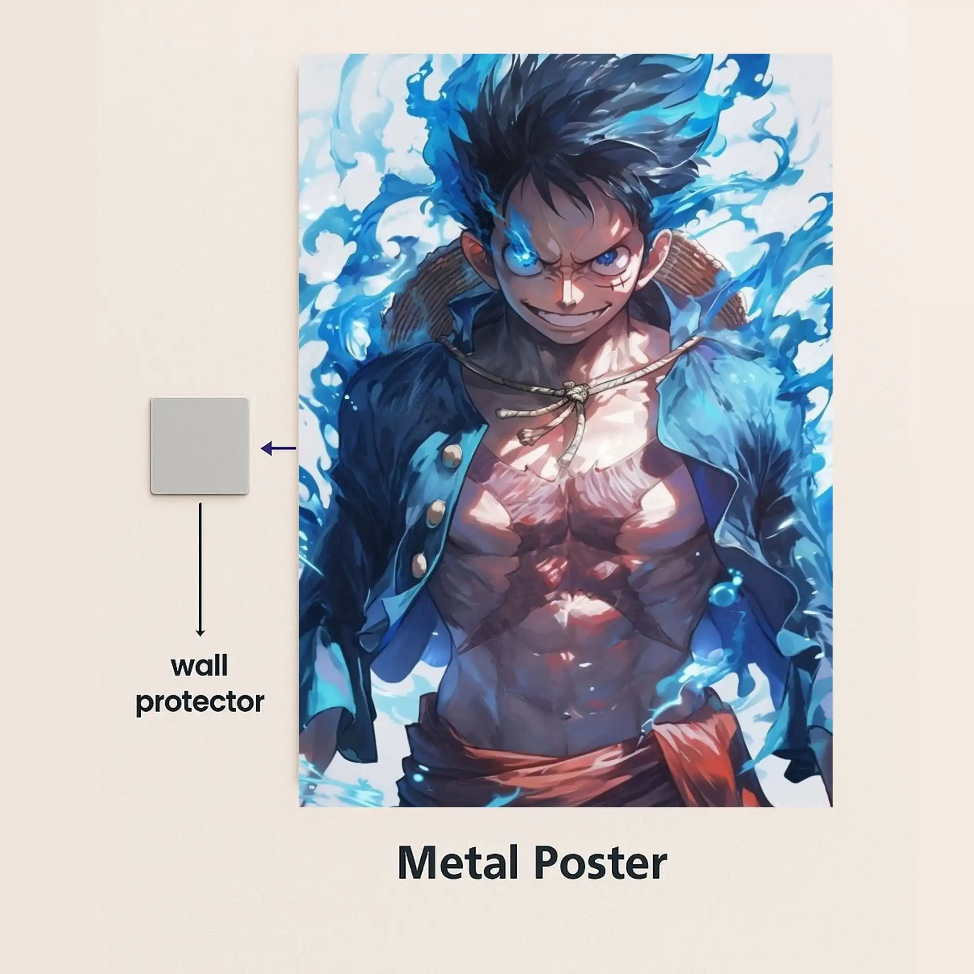monkey d luffy metal poster with wall protector
