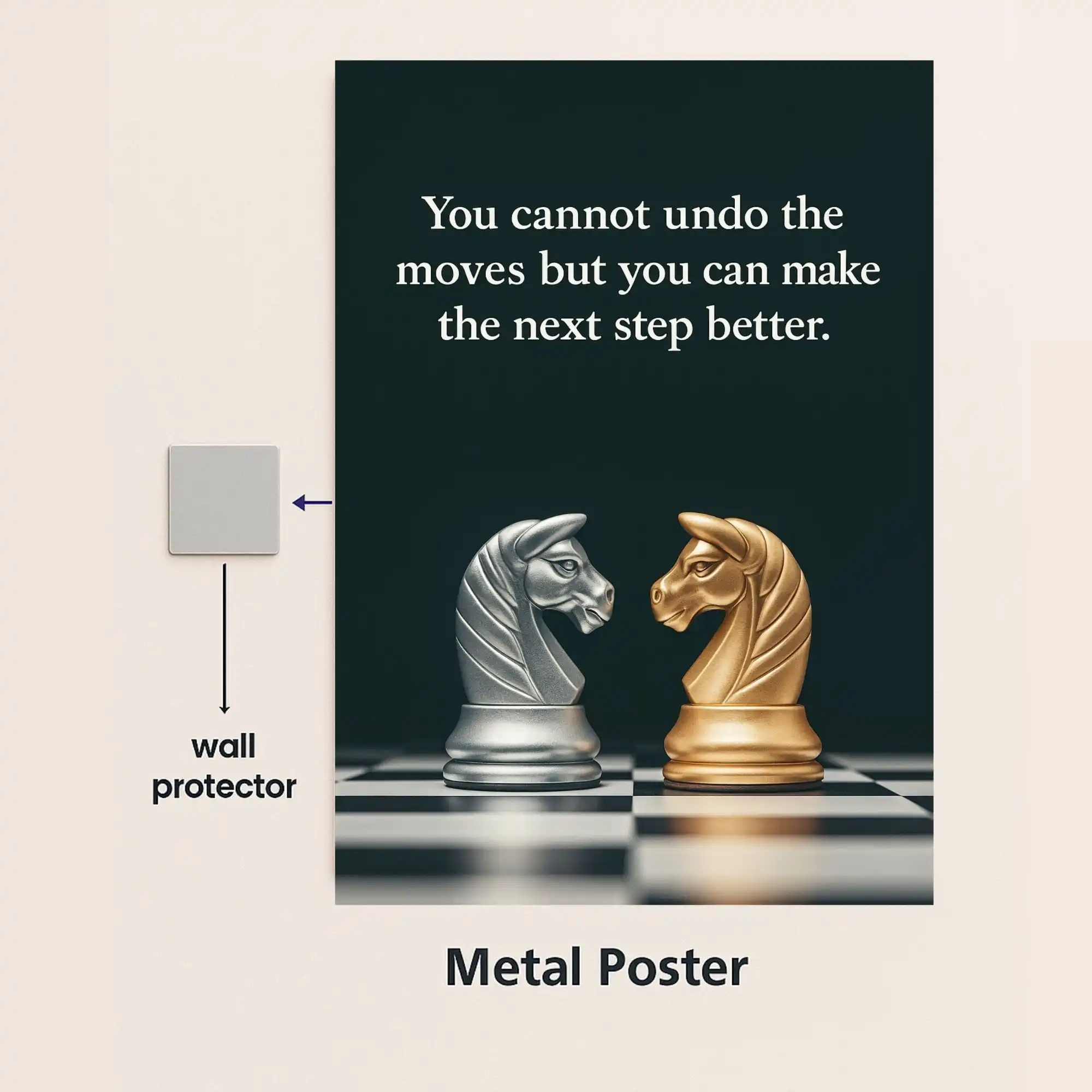 move in silence quote metal poster with wall protector