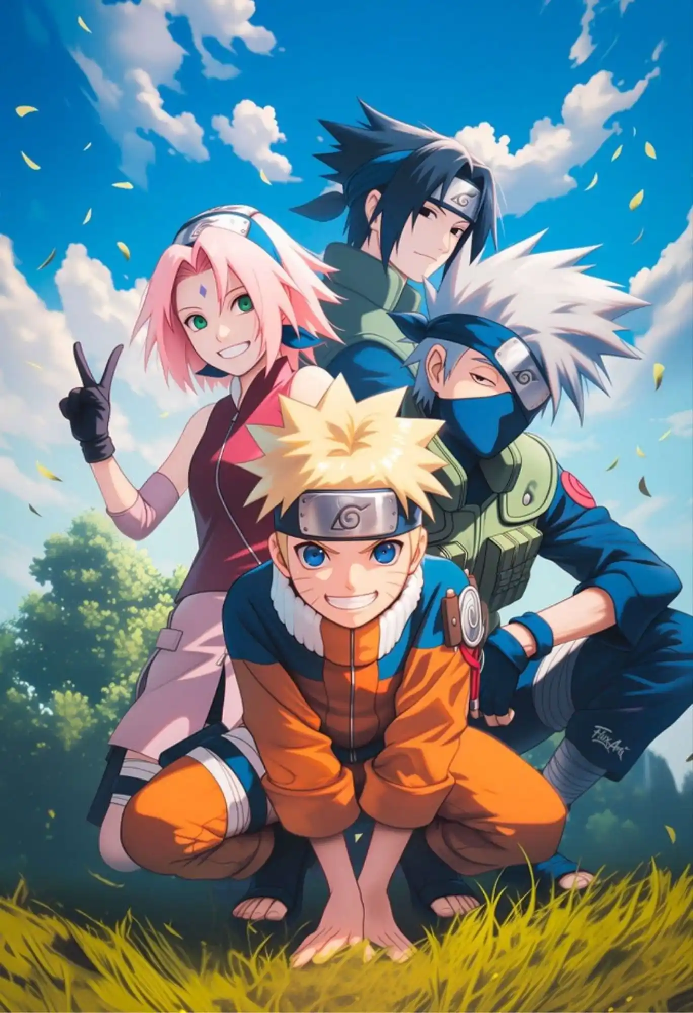 naruto and friends metal poster