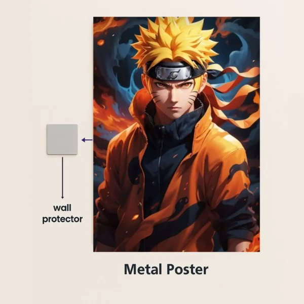 naruto anime metal poster with wall protector