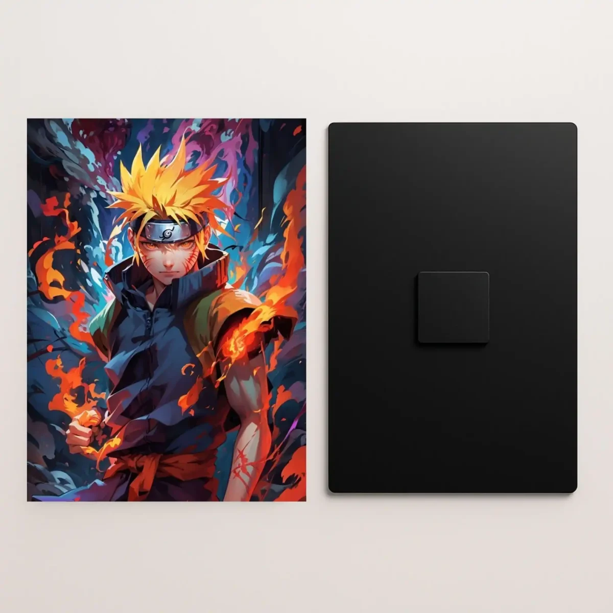 naruto flame power metal poster front and back preview