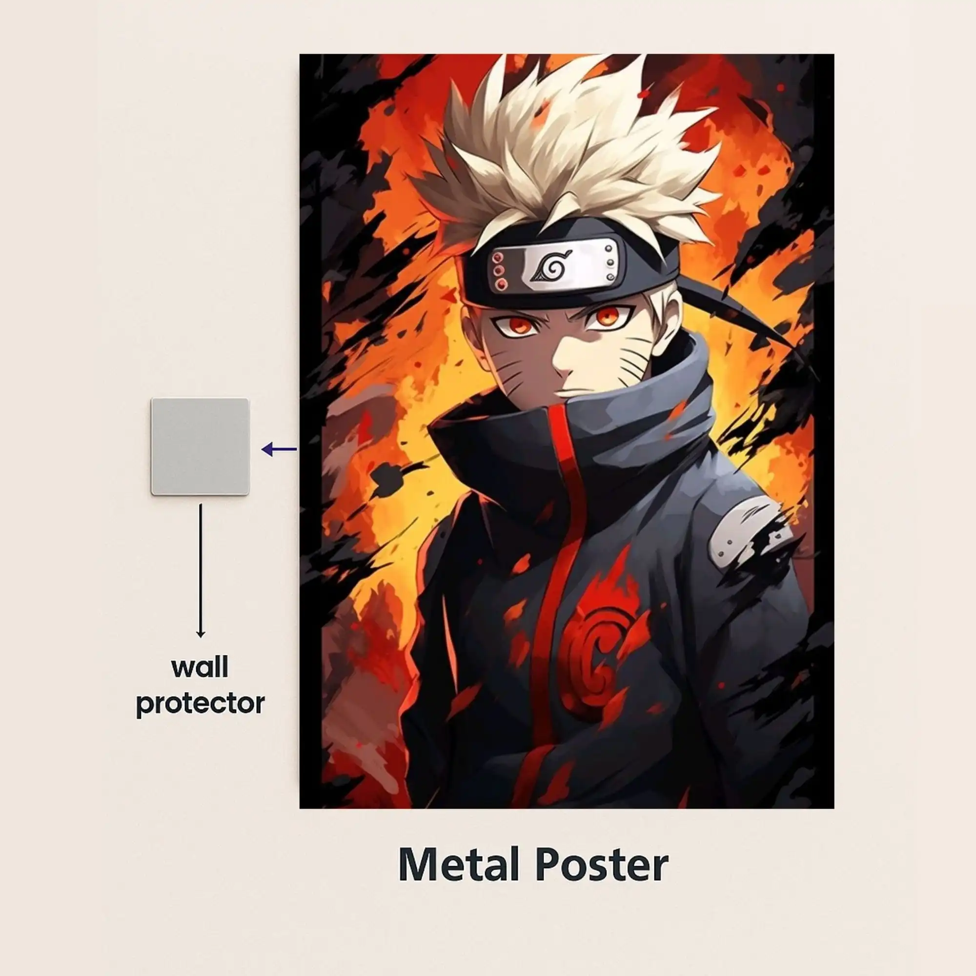 naruto metal poster with wall protector
