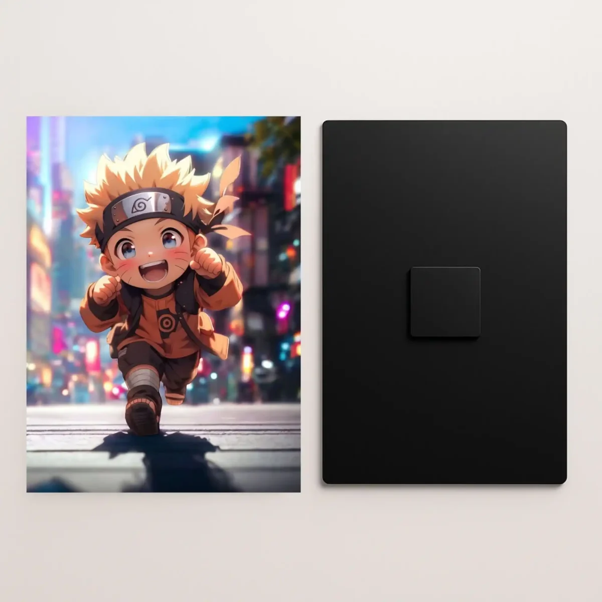 naruto uzumaki chibi style metal poster front and back preview