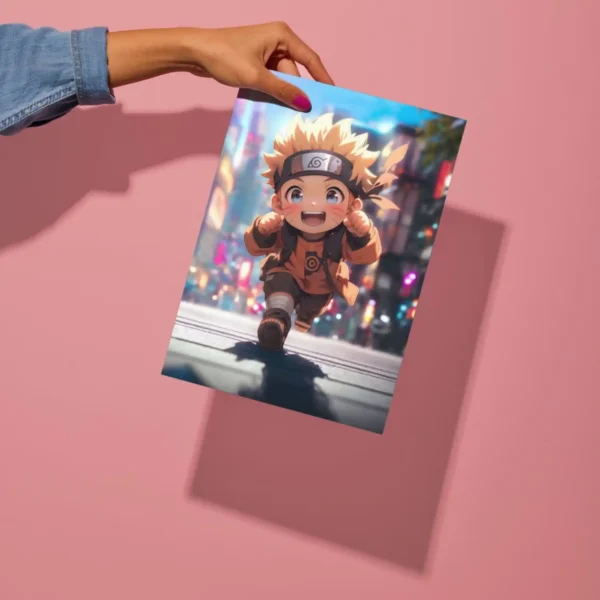 naruto uzumaki chibi style metal poster preview