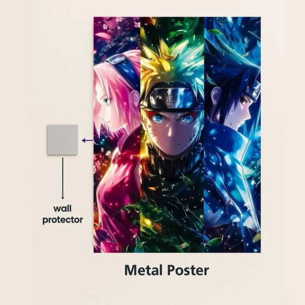 naruto uzumaki metal poster with wall protector