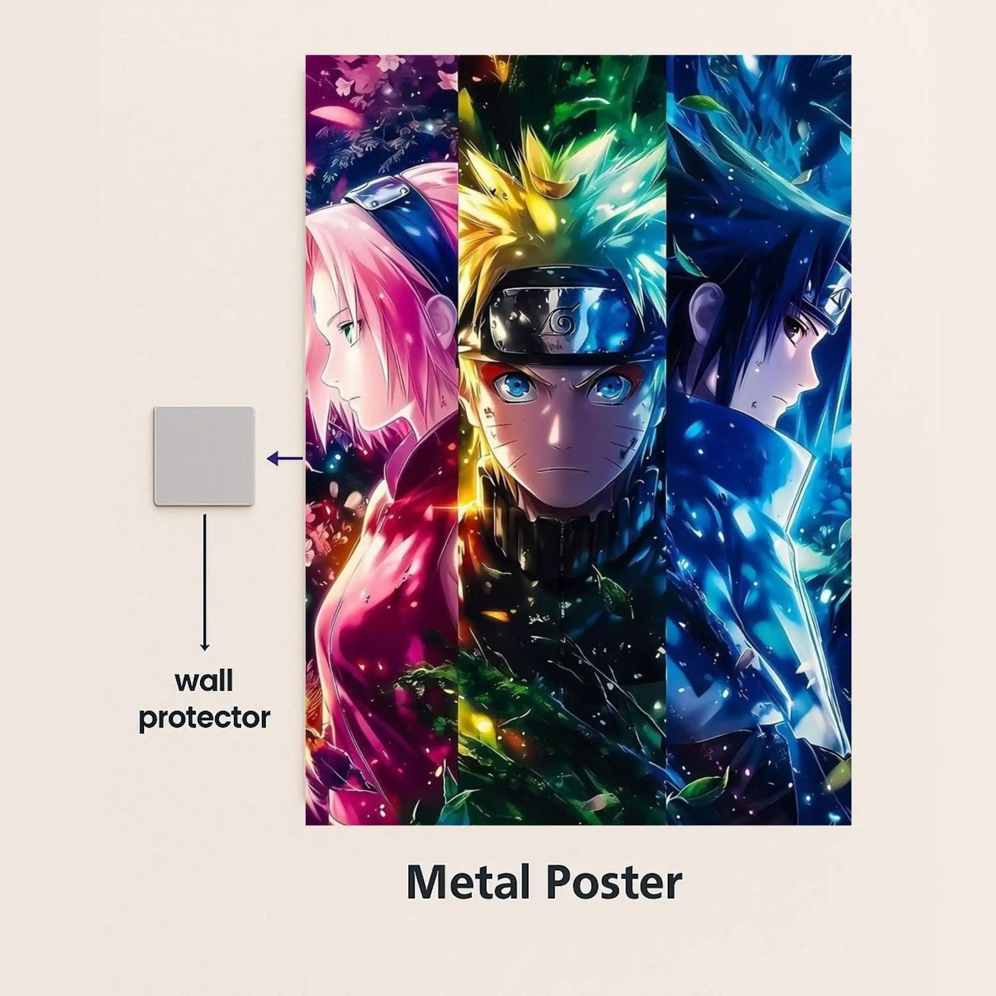 naruto uzumaki metal poster with wall protector