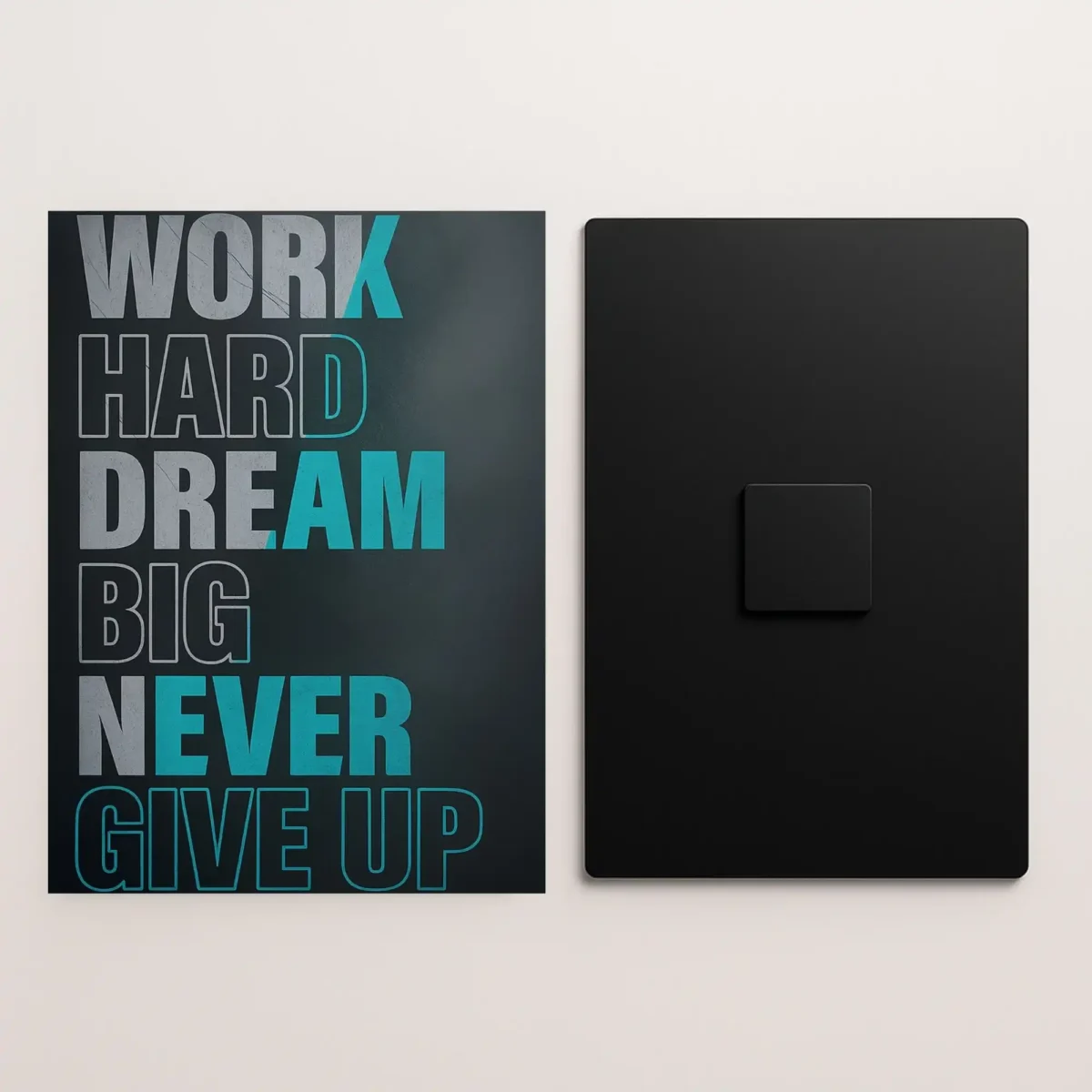 never give up quote metal poster front and back preview